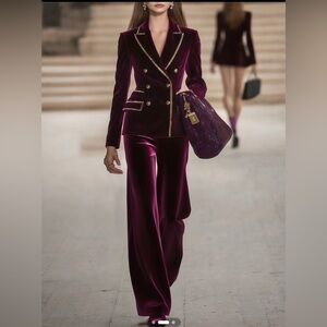 NWT PURPLE WINE VELVET PANTS-S-PANTS ONLY!